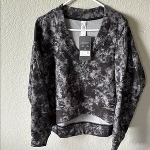 Fabletics Black and Gray V-Neck Sweatshirt